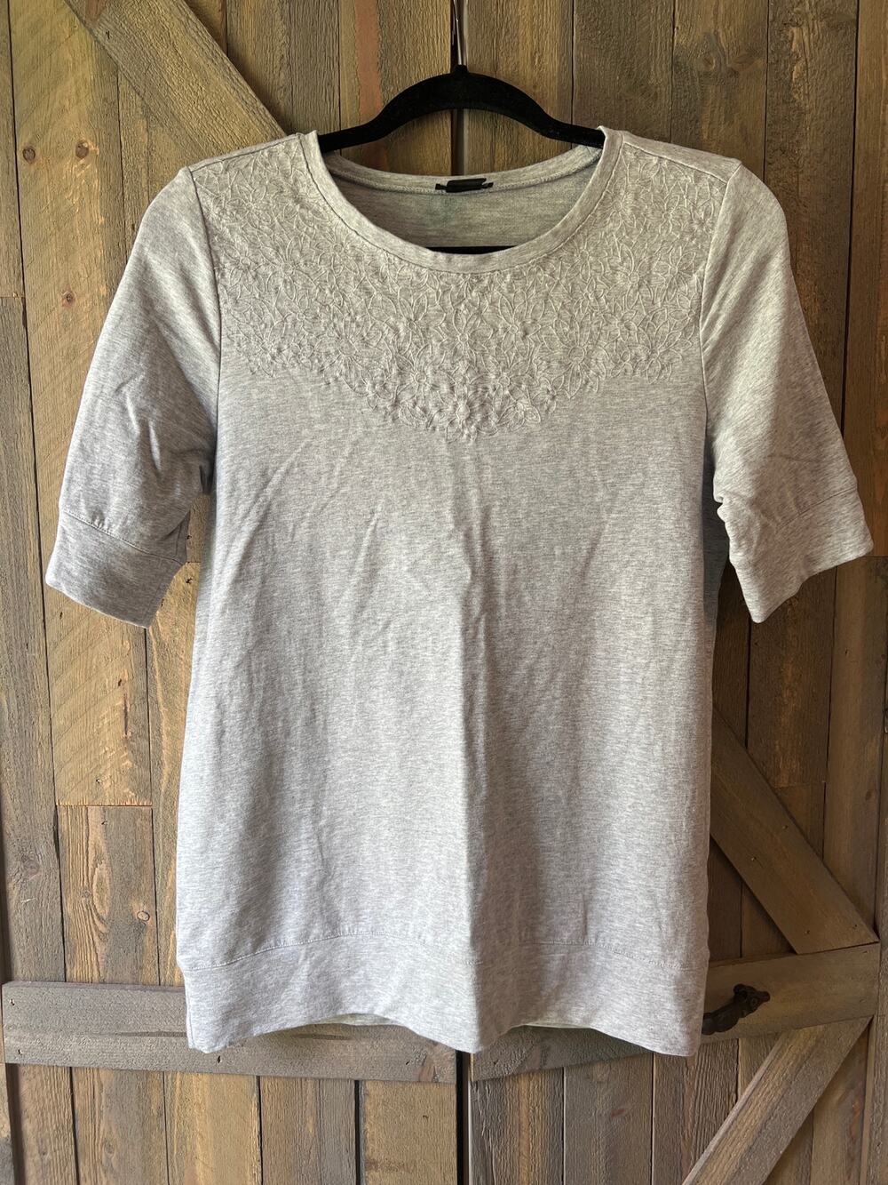 Ann Taylor Gray Embroidery Top